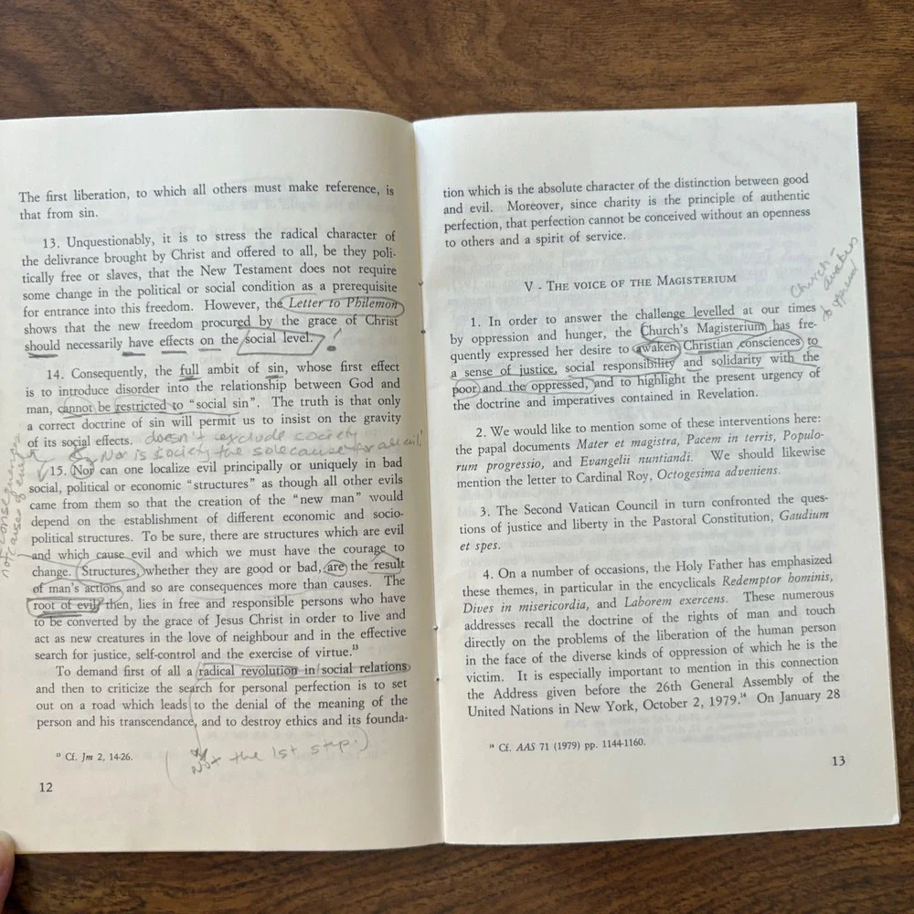 Vatican Instruction on Certain Aspects of Theology Liberation St Paul Annotated